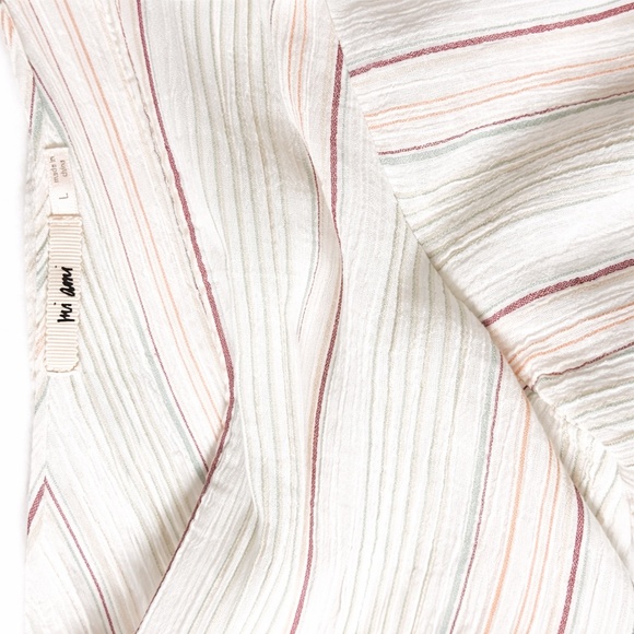 Mi Ami Striped Wrap Romper Size Large Tie Waist Summer - Picture 3 of 6